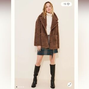 Pilcro Brown Reversible Faux-Shearling Coat